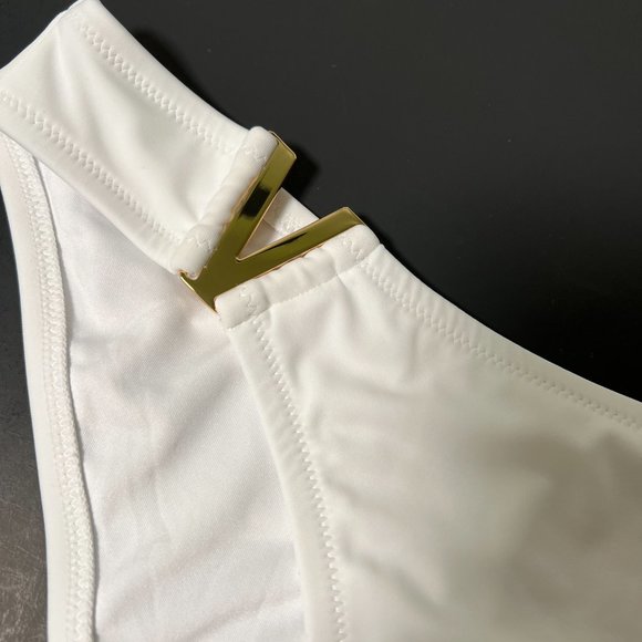 Victoria Secret Large L Cheeky Bikini Bottom V Hardware White Sexy - Picture 6 of 9
